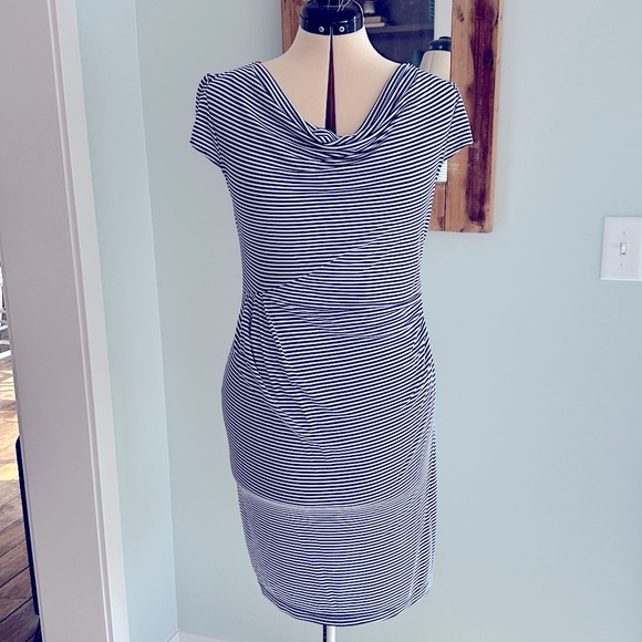 Cowl Neck Striped Dress - Picture 1 of 8